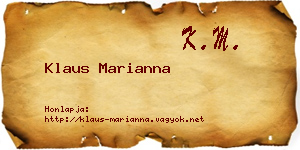 Klaus Marianna névjegykártya